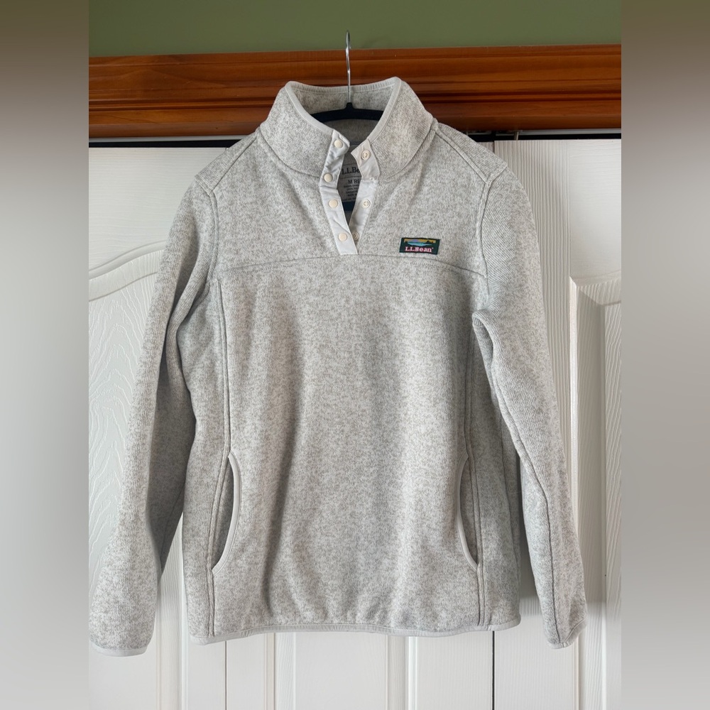 L.L. Bean Light Gray Zip-Up Sweater